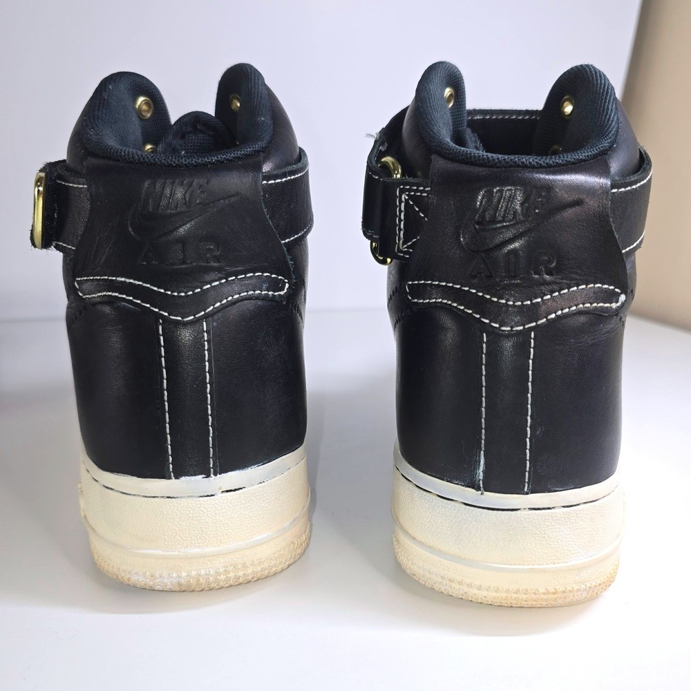Vintage Nike Air Force 1 High Black Leather Gold Mens US 10.5 Streetwear Collect - Picture 4 of 16